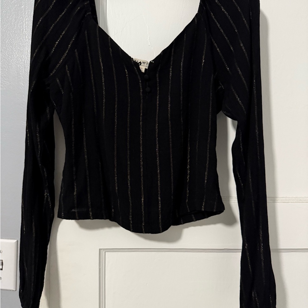 Idyllwind Black Ribbed Long Sleeve Blouse